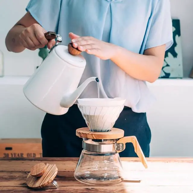 Alt view image 5 of 7 - Hario VDGR-02-OV V60 Heat Resistant Glass, Permeable, Coffee Dripper, Olive Wood, 02, Coffee Drip, For 1 to 4 Cups