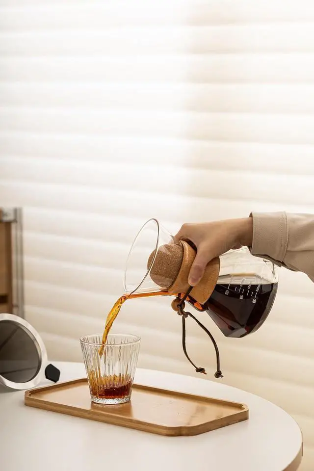 Alt view image 3 of 5 - Pour Over Coffee Maker With Wood Sleeve27oz/800mlPour Over Coffee Dripper,Pour Over Coffee Maker Set With Cork Stopper (27oz/800ml)