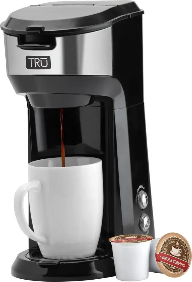Main image of Tru Single Serve Brew System by Select Brands - Single Cup Coffee Maker Using Coffee Capsules or Grounds - Features Removable Drip Tray & One-Touch Controls - 14 Fluid Ounces