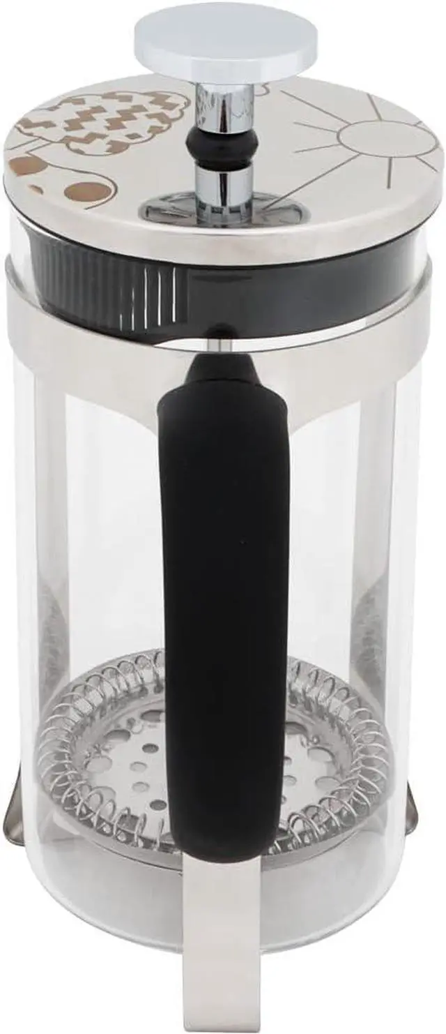 Alt view image 2 of 6 - Any Morning French Press Coffee and Tea Maker, Borosilicate Glass Coffee Press, Stainless Steel Filter, Durable and Heat Resistant, Silver (600 ml, 20 oz, 2 Cup)