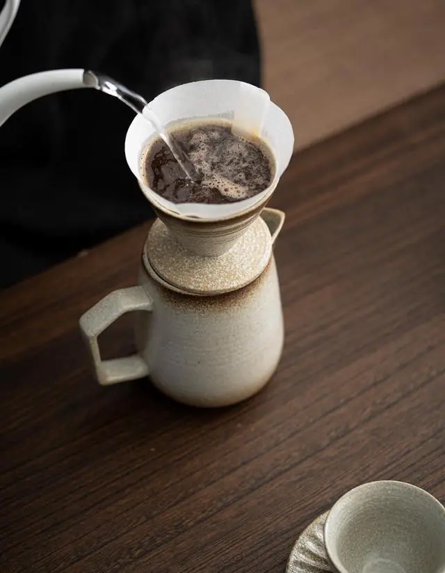 Alt view image 2 of 4 - Pour Over Coffee Maker,Ceramic Coffee Maker With 100 pcs V60 Paper Filter16oz/480ml Pour Over Coffee Dripper (Off White)