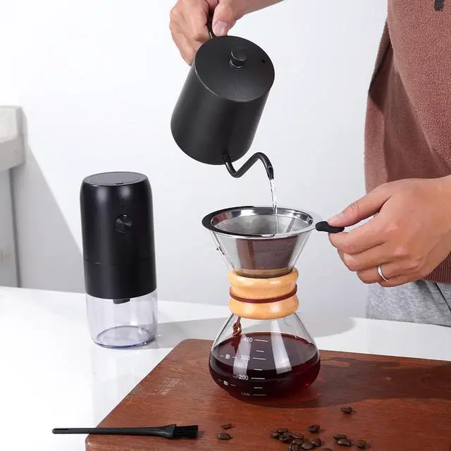 Alt view image 5 of 7 - Pour Over Coffee Dripper Set, Hand Drip Coffee Maker Set, All in One Pour Over Kit with Electric Grinder, Coffee Dripper Set, Ideal for Anniversary Birthday Gift