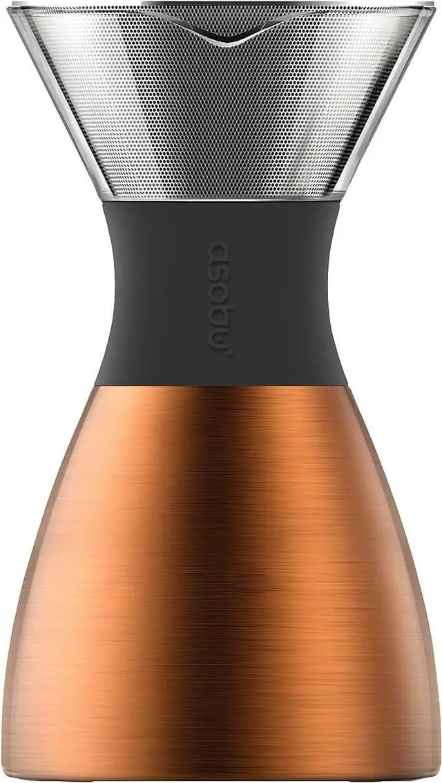 Alt view image 5 of 6 - asobu Insulated Pour Over Coffee Maker (32 oz.) Double-Wall Vacuum, Stainless-Steel Filter and Take on the Go Carafe (Copper)