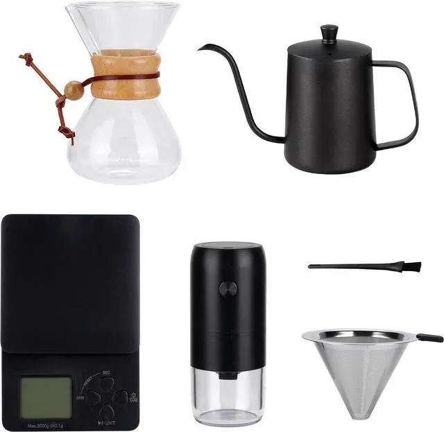 Alt view image 2 of 7 - Pour Over Coffee Dripper Set, Hand Drip Coffee Maker Set, All in One Pour Over Kit with Electric Grinder, Coffee Dripper Set, Ideal for Anniversary Birthday Gift