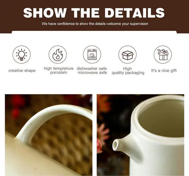Alt view image 5 of 6 - Pour Over Coffee Maker Set Vintage Ceramic Pour Over V60 Coffee Dripper Set with 20 Count Paper Coffee Filters,for Home Café Restaurant Camping,15.8 Ounces(White)