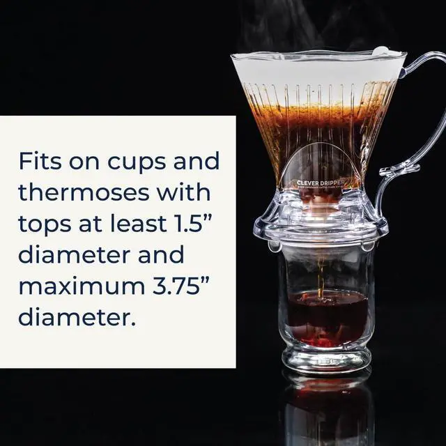 Alt view image 5 of 7 - Clever Coffee Dripper and Filters, Large 18 oz, Original Classic Design, Safe BPA Free Plastic, dripper coffee maker, drip coffee maker pour over, 100 filters, coaster and lid, 18 oz (Clear)