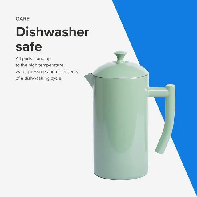 Alt view image 5 of 7 - Frieling Double-Walled Stainless Steel French Press Coffee Maker, Dilly Bean Green, 34 fl oz.