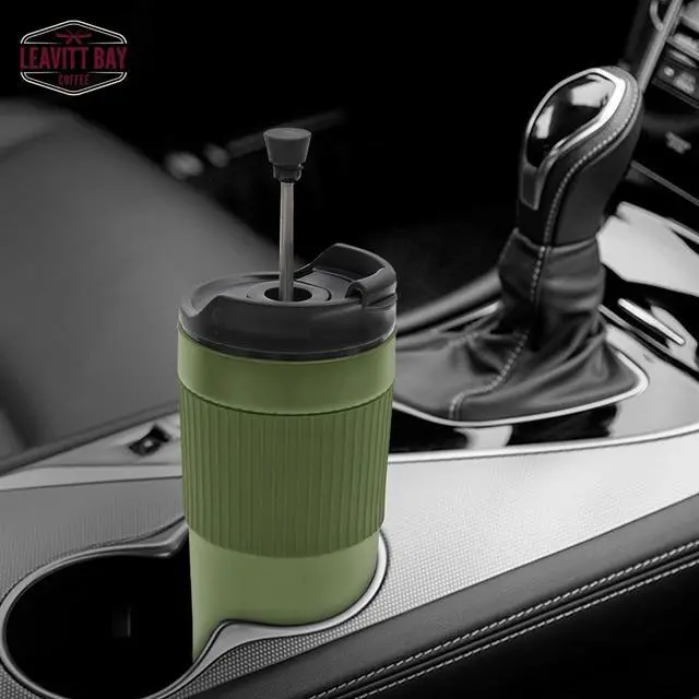 Alt view image 7 of 7 - Portable French Press Travel Mug  Insulated Stainless Steel French Press Mug for Hot or Cold Brew  Durable Travel Coffee Maker  On-the-Go Tea & Coffee Maker (Army Green)