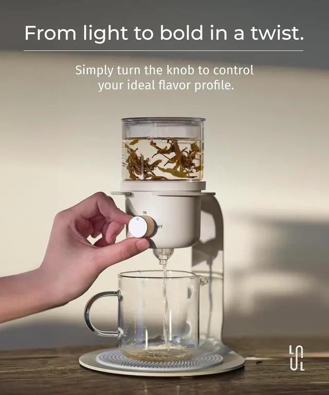 Alt view image 2 of 7 - Glass Tea Pot with Infusers for Loose Tea and Drip Coffee Pour Over, Semi Automatic Tea Set with Magnetic Clear Teapot, White