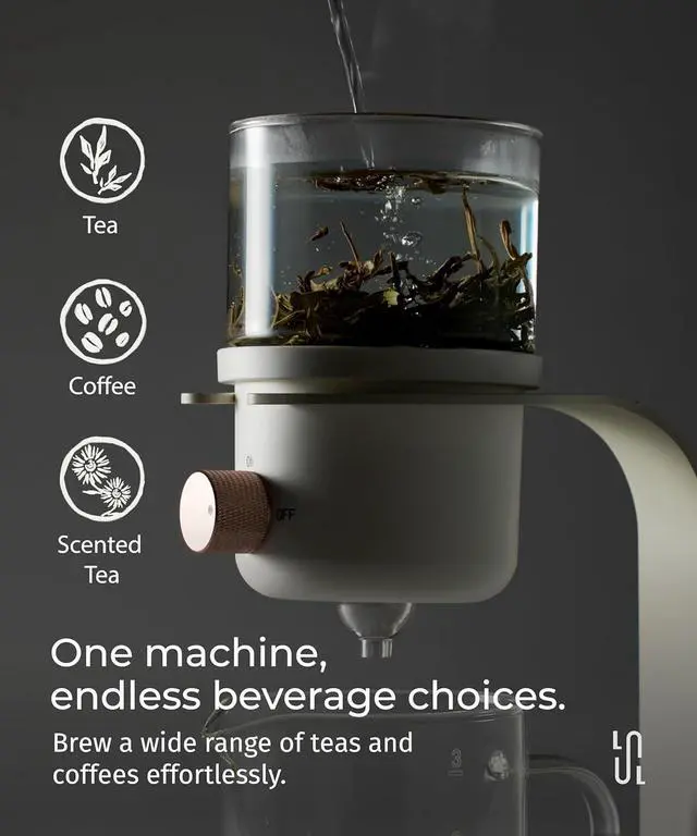 Alt view image 3 of 7 - Glass Tea Pot with Infusers for Loose Tea and Drip Coffee Pour Over, Semi Automatic Tea Set with Magnetic Clear Teapot, White