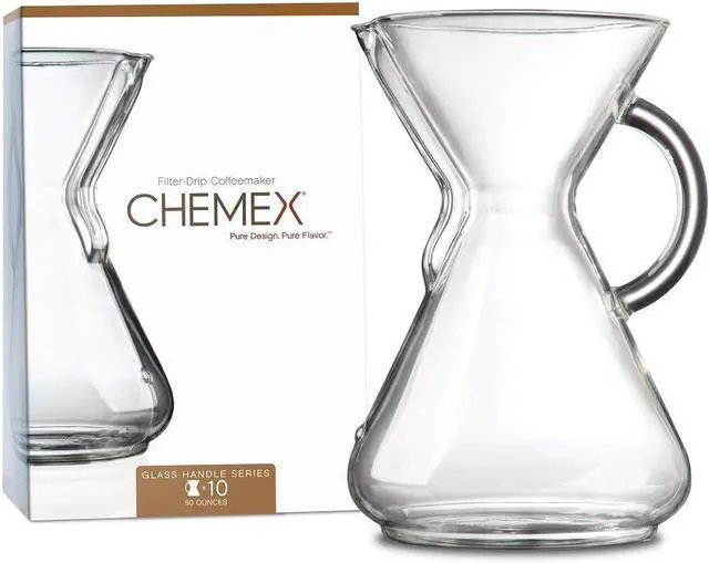 Alt view image 2 of 7 - Chemex Pour-Over Glass Coffeemaker - Glass Handle Series - 10-Cup - Exclusive Packaging