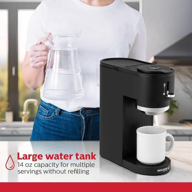 Alt view image 5 of 7 - Holstein Housewares Single Serve Coffee Maker, 2 in 1 Coffee Machine, Dual Brew, K-Cup & Ground Coffee Compatible, Reusable Filter, Fits Different Cup Sizes, One Touch Operation