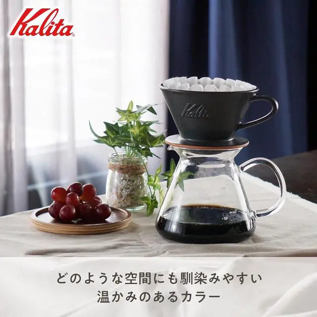 Alt view image 3 of 4 - Carita Coffee Dripper Mino Ware, High Heat Retention, Ceramic for 2 to 4 People, Sand Black, #02107 Wave Series, Made in Japan, Drip Equipment, For 2 People, For 4 Cups, Porcelain, Stylish, Outdoor