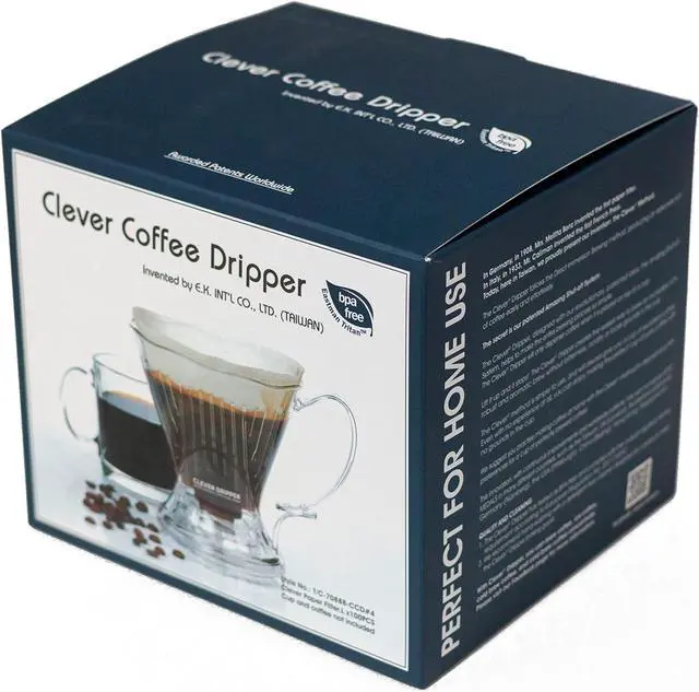 Alt view image 3 of 7 - Clever Coffee Dripper and Filters, Large 18 oz, Original Classic Design, Safe BPA Free Plastic, dripper coffee maker, drip coffee maker pour over, 100 filters, coaster and lid, 18 oz (Clear)