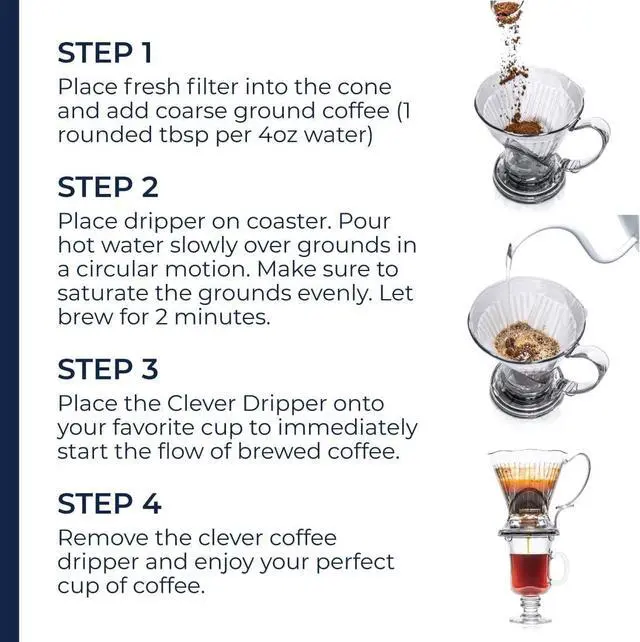 Alt view image 7 of 7 - Clever Coffee Dripper and Filters, Large 18 oz, Original Classic Design, Safe BPA Free Plastic, dripper coffee maker, drip coffee maker pour over, 100 filters, coaster and lid, 18 oz (Clear)