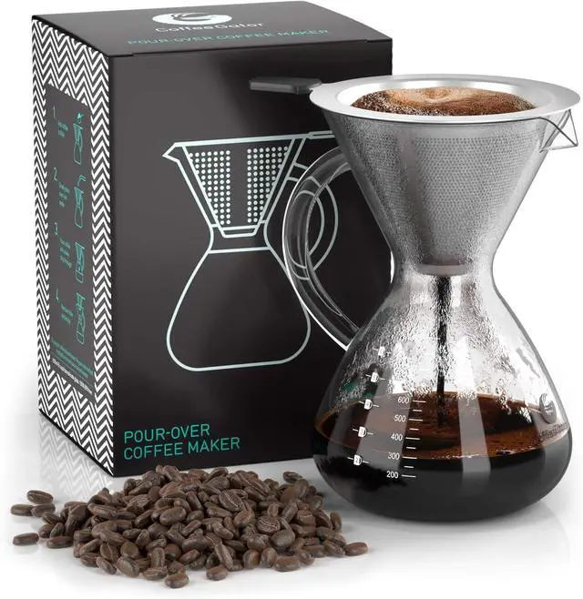 Main image of Coffee Gator Pour Over Coffee Maker - 27oz High Heat Borosilicate Glass with Reusable Stainless Steel Filter, Drip Coffee Brewer Dripper Set Carafe, 800ml Clear