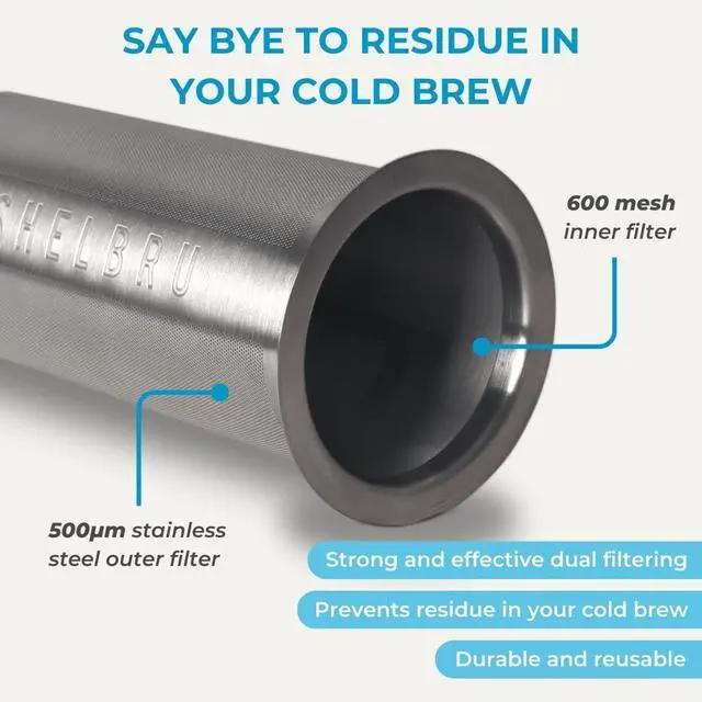 Alt view image 3 of 7 - Cold Brew Coffee Maker Set (Brewer & Carafe), Up to 12 Servings of Concentrate, Reusable Stainless Steel Dual Filter, Durable Borosilicate Glass & Spill-Proof Pouring Spout, 16.9 fl oz / 500ml