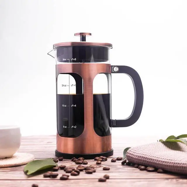 Alt view image 3 of 7 - French Press Coffee Maker 8 cups 34 oz 304 Stainless Steel Coffee Press with 4 Filter Screens, Easy Clean Heat Resistant Borosilicate Glass - Free 100% BPA