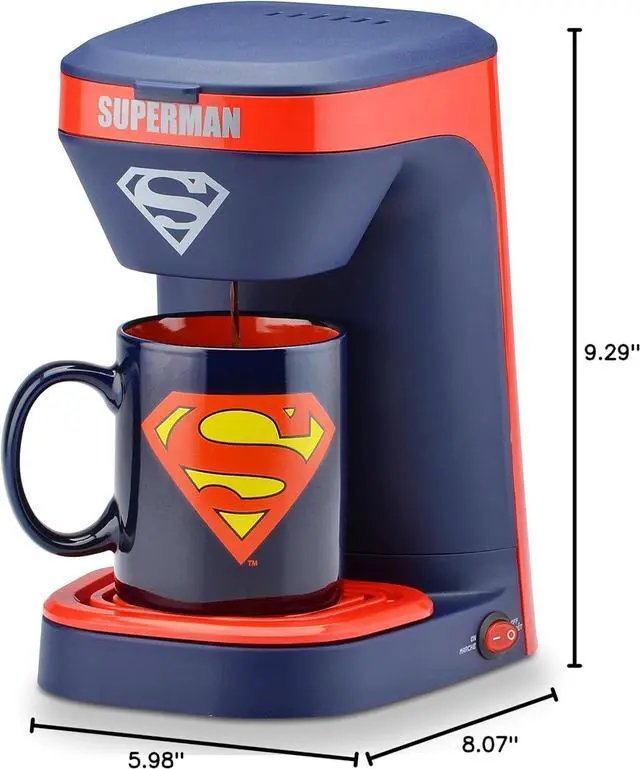 Alt view image 4 of 4 - DC Superman 1-Cup Coffee Maker with Mug