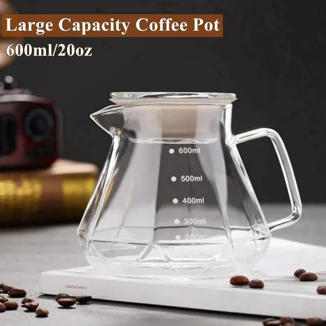 Alt view image 5 of 7 - Pour Over Coffee Maker Set 20 oz, 600 ml Borosilicate Glass Coffee Server with Glass Lid, 50 pcs Paper Filter, Walnut Handle Pour Over Coffee Dripper for Home Café Restaurant, Clear