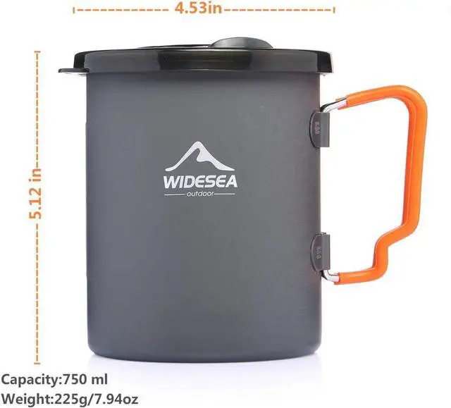 Alt view image 2 of 7 - widesea Camping Coffee Pot 750ML, French Press Coffee Maker,Lightweight Backpacking Pot with Collapsible Handle For Camping,Hiking,Fire Cooking