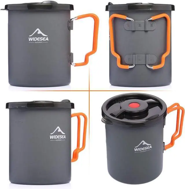 Alt view image 4 of 7 - widesea Camping Coffee Pot 750ML, French Press Coffee Maker,Lightweight Backpacking Pot with Collapsible Handle For Camping,Hiking,Fire Cooking