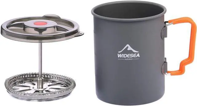 Alt view image 5 of 7 - widesea Camping Coffee Pot 750ML, French Press Coffee Maker,Lightweight Backpacking Pot with Collapsible Handle For Camping,Hiking,Fire Cooking