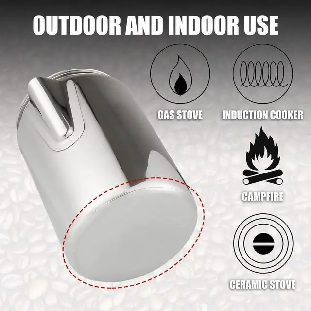 Alt view image 7 of 7 - Percolator Coffee Pot Using on Induction Cooker & Campfire Stove, Stainless Steel Camping Coffee Pot Coffee Maker with Tempered Borosilicate Glass Knob Top NO Aluminum NO Plastic 9 Cup