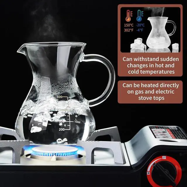 Alt view image 5 of 6 - Unbreakable - Pour Over Coffee Maker with Double Stainless Filter 17oz, Thickened Heat-Resistant Borosilicate Glass Dripper Coffee Pour Over, Stovetop Safe