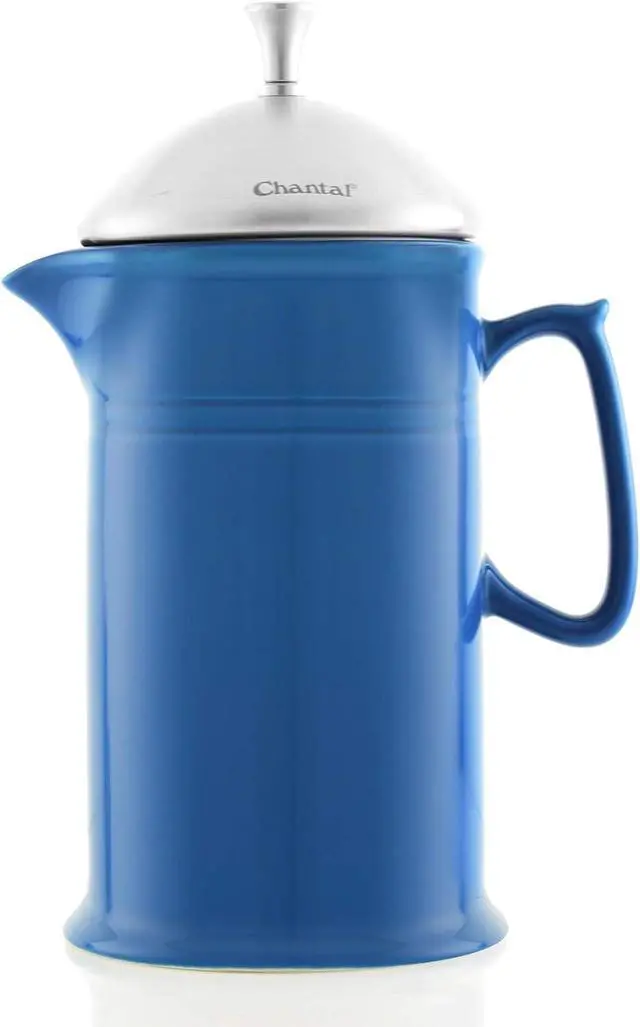 Main image of Chantal Stoneware French Press with Stainless Steel Plunger and Lid, 28 ounce capacity, Blue Cove