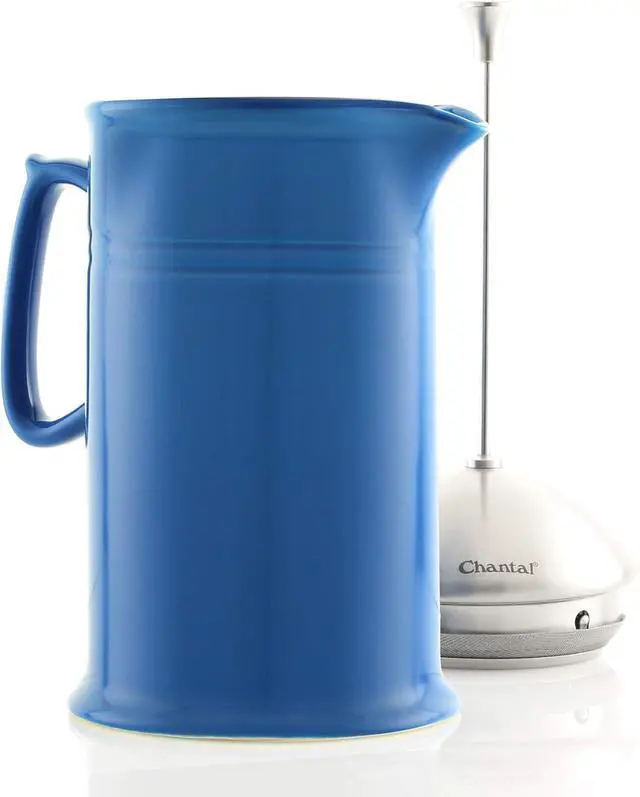Alt view image 2 of 7 - Chantal Stoneware French Press with Stainless Steel Plunger and Lid, 28 ounce capacity, Blue Cove
