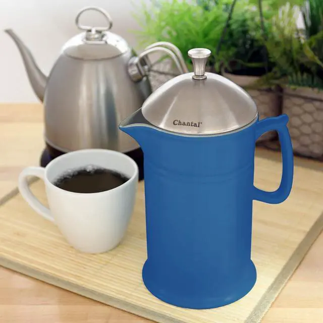 Alt view image 3 of 7 - Chantal Stoneware French Press with Stainless Steel Plunger and Lid, 28 ounce capacity, Blue Cove