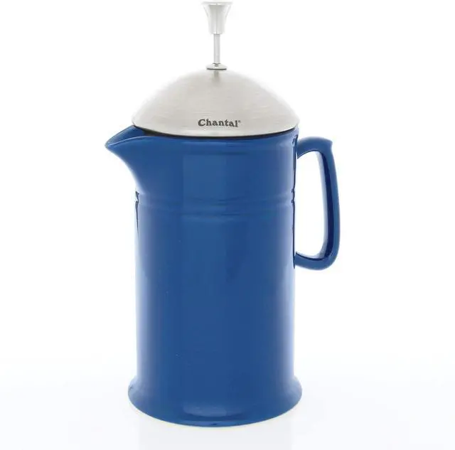 Alt view image 4 of 7 - Chantal Stoneware French Press with Stainless Steel Plunger and Lid, 28 ounce capacity, Blue Cove
