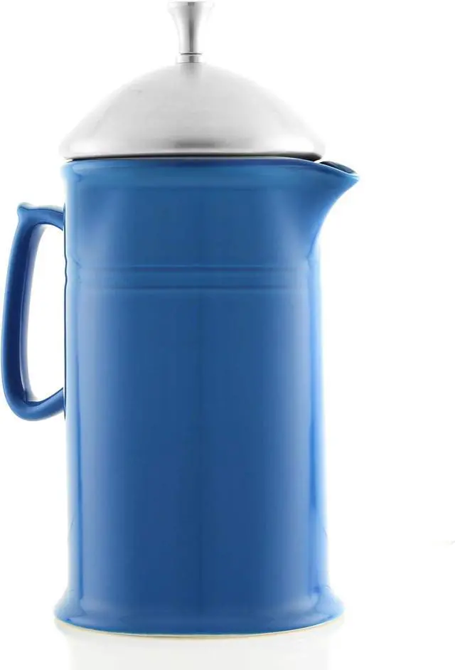 Alt view image 5 of 7 - Chantal Stoneware French Press with Stainless Steel Plunger and Lid, 28 ounce capacity, Blue Cove