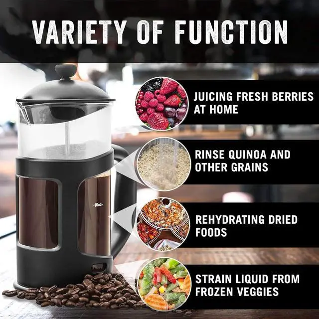Alt view image 4 of 6 - Bean Envy French Press Coffee Maker and Milk Frother Set - 34 oz Glass Carafe Coffee Press & Drink Mixer Duo w/ Stainless Steel Stand