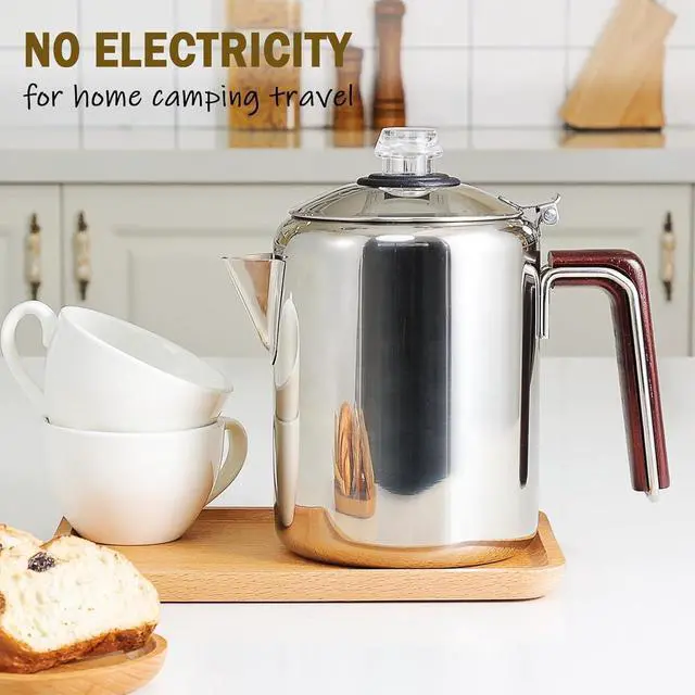 Alt view image 4 of 6 - Hillbond 9 Cup Percolator Coffee Pot, Stainless Steel, Outdoor Camping, 72.0 fl oz