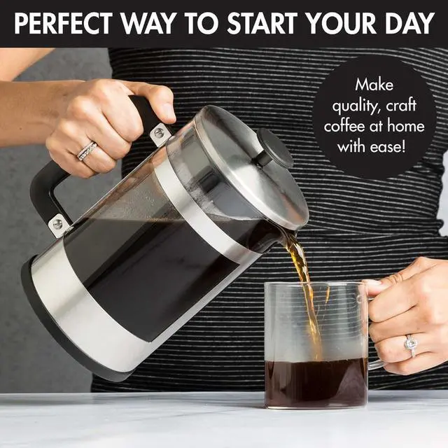 Alt view image 3 of 7 - Primula 2-in-1 Coffee Maker, Make French Press Coffee and Cold Brew Coffee in One Coffee Maker, Comfort Grip Handle, Durable Glass Carafe, Perfect 6 Cup Size