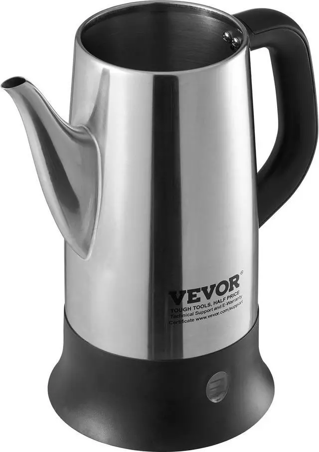 Alt view image 4 of 7 - VEVOR Electric Percolator Coffee Pot 12-Cup, 304 Stainless Steel Coffee Percolator, 1000W, Automatic Keep-Warm & Split Power Base