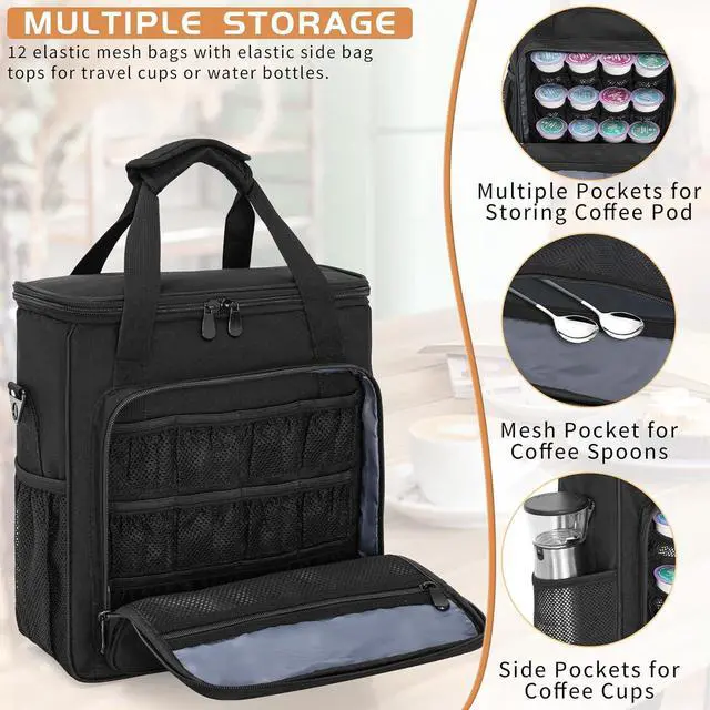 Alt view image 3 of 7 - Coffee Maker Carrying Bag Compatible with Keurig K-Mini or K-Mini Plus, Single Serve Coffee Brewer Portable Storage Bag with Extra Pockets, Storage Tote Case With Shoulder Strap