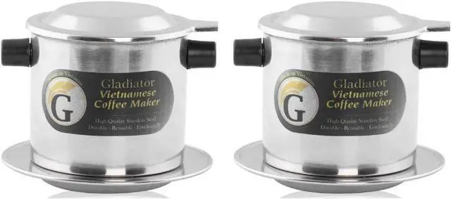 Main image of Vietnamese Coffee Maker Filter Set | French Press Style Coffee Filters | Pour Over Coffee Dripper | Portable Coffee Makers | Reusable Coffee Press (Large 15oz)