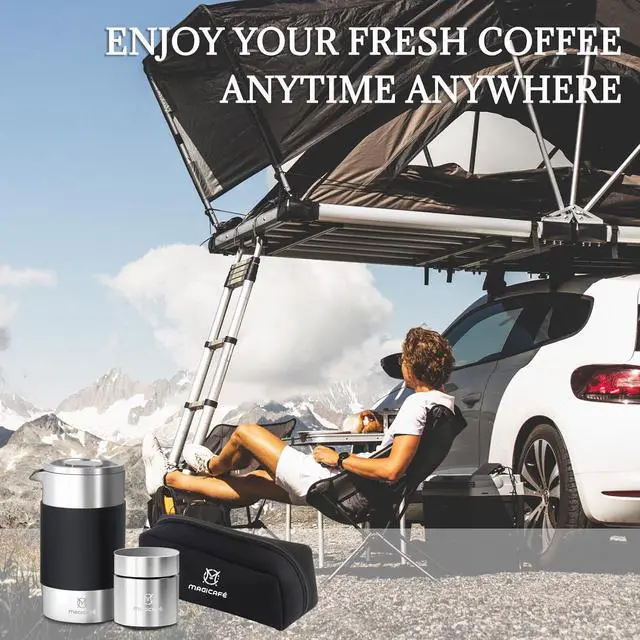 Alt view image 5 of 5 - French Press Coffee Maker Set, Portable French Press with Mini Coffee Canister and Collection Bag, Single Serve 1 Cup Small Stainless Steel Double Walled Coffee Press 350ml/12oz