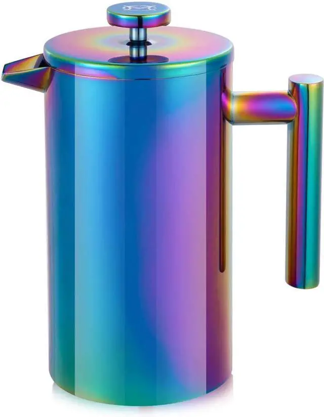 Main image of French Press Coffee Maker  Stainless Steel Coffee Maker Double Walled French Press Rainbow 34oz/1L