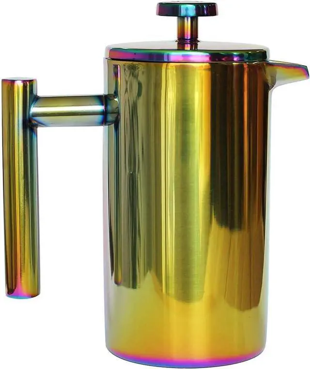 Alt view image 3 of 6 - French Press Coffee Maker  Stainless Steel Coffee Maker Double Walled French Press Rainbow 34oz/1L