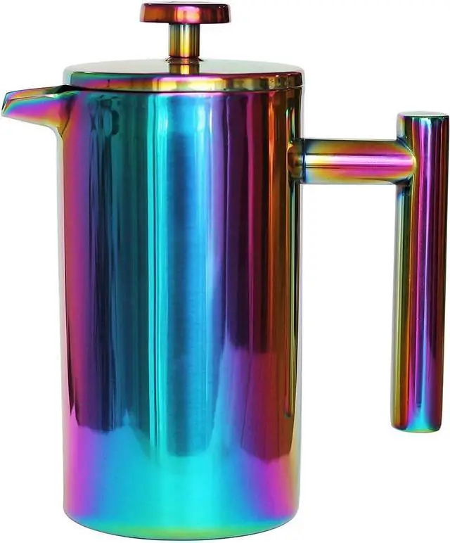 Alt view image 4 of 6 - French Press Coffee Maker  Stainless Steel Coffee Maker Double Walled French Press Rainbow 34oz/1L