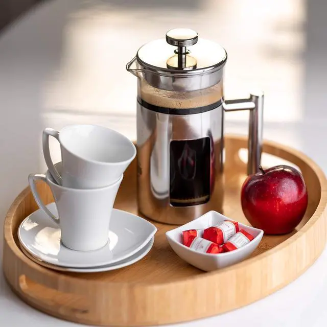 Alt view image 2 of 7 - 34 Ounce French Press Coffee Maker with Stainless Steel 18/8 frame, 1 Litre Heat Resistant Borosilicate Glass Carafe includes 2 extra French Press Filters and 1 Coffee Spoon