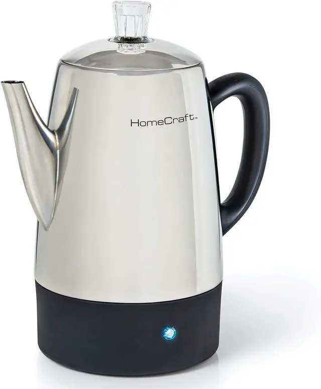 Main image of Homecraft HCPC10SS 10-Cup Stainless Steel Coffee Maker Percolator, Easy-Pour Spout, LED Indicator Light, Keep Warm Function