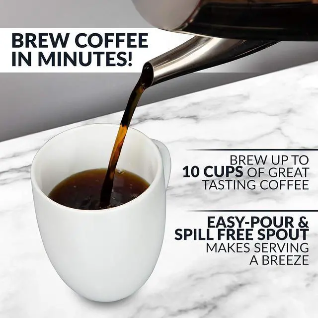 Alt view image 5 of 7 - Homecraft HCPC10SS 10-Cup Stainless Steel Coffee Maker Percolator, Easy-Pour Spout, LED Indicator Light, Keep Warm Function
