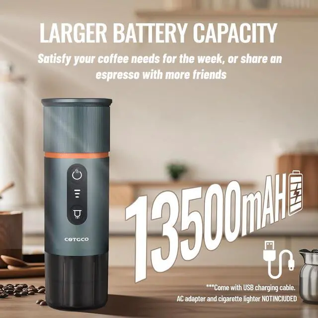 Alt view image 3 of 7 - Portable Espresso Coffee Maker: 12V Mini Electric Travel Expresso Machine - Automatic Compatible with NS Capsule Machines - for Car Hiking Camping