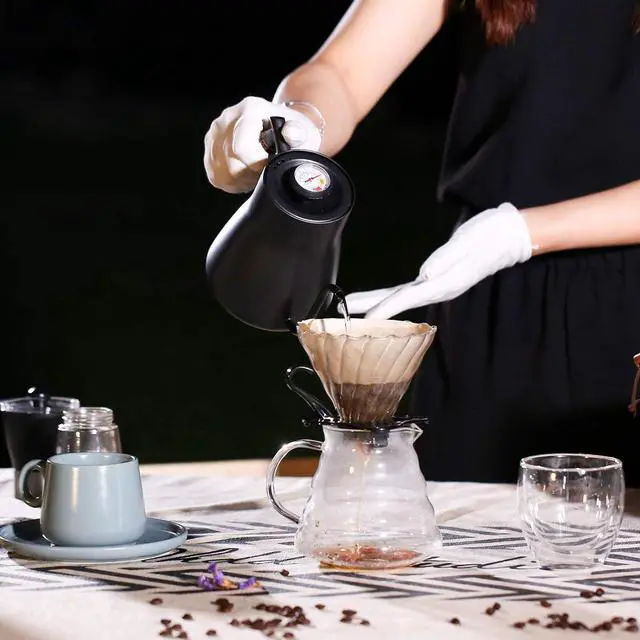 Alt view image 6 of 7 - Pour Over Coffee Maker Set Coffee Kettle Scale Server Dripping Cup Bean Grinder Filter Paper Ceramic Cup ALL in 1 Great Portable Metal Box for Traveling Excellent Coffee Gift