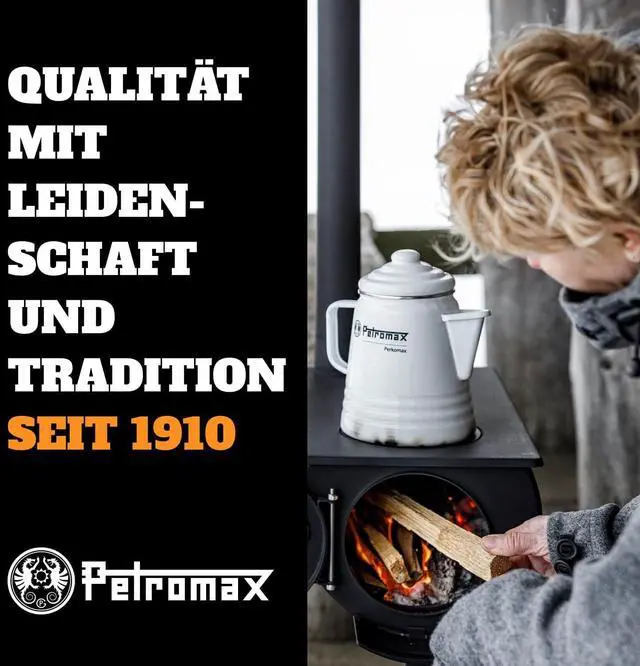Alt view image 7 of 7 - Petromax Tea and Coffee Percolator, Use Indoor/Outdoors for Home Kitchen or Campfire, Enameled Steel Coffee and Tea Pot Brews to Your Taste, 5-6 Cup Capacity